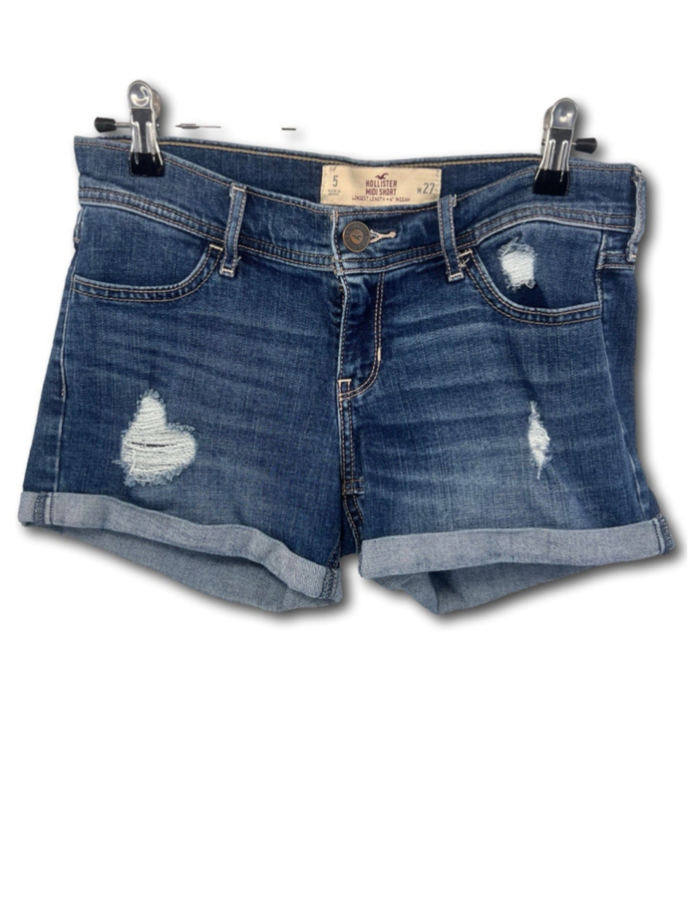 Hollister Midi Short Denim Jean Short Blue Women’s Size 5 W27 Distressed